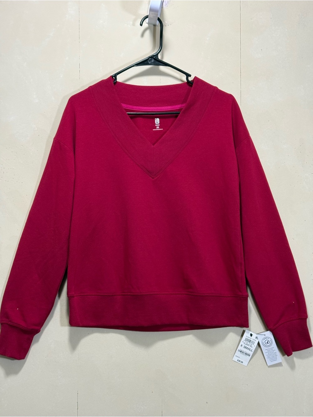 Ideology Raspberry Pink V-Neck Pullover Sweatshirt Women’s Sz XS
